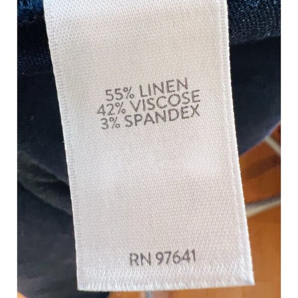 J. Jill Pants XL Tall Navy Stretch Linen Slim Leg Crop Side Zip Button - Picture 7 of 8